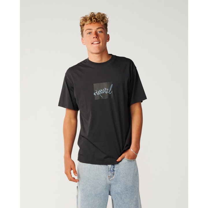Ripcurl Script Icon Loose-Fit T-Shirt - Washed Black