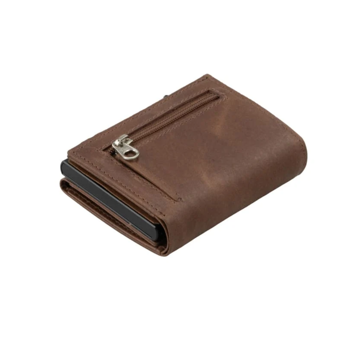 Garzini / Hunterson Metal Wallet Slim Trifold - 10 Cards - gebürstet Brown