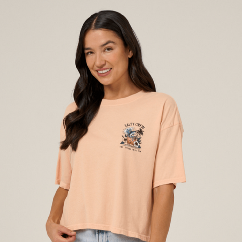 Salty Crew Mai Tai Tails Skimmer Cropped T-Shirt - Apricot