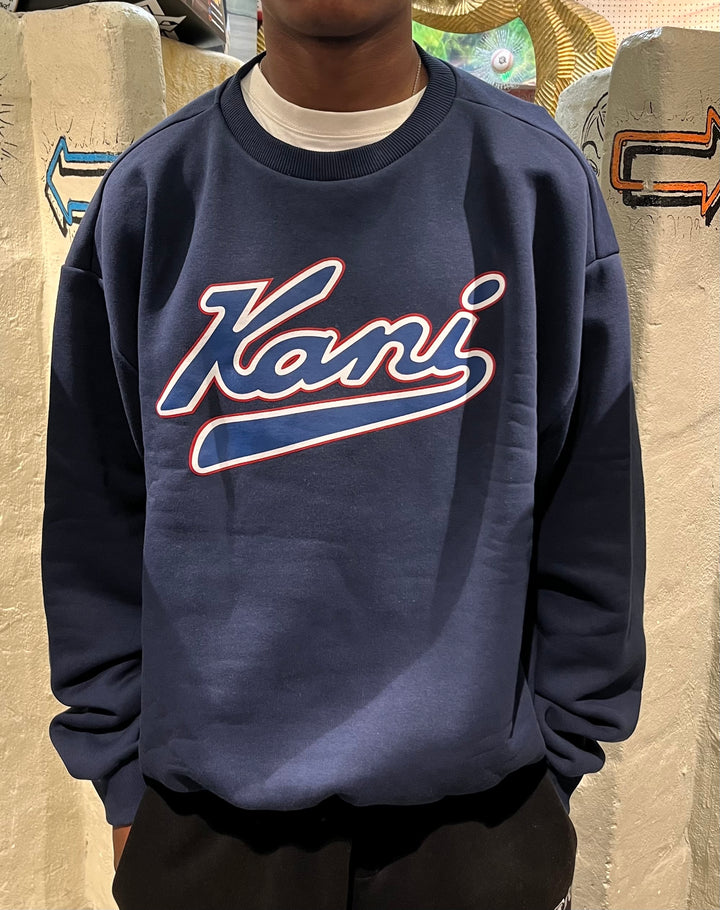 Karl Kani Varsity Print Os Creaneck Sweatshirt - Dark Blue