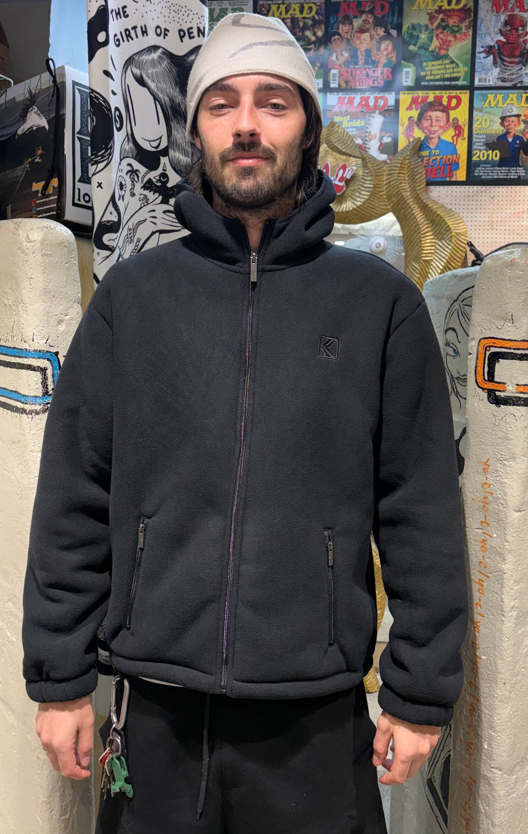 Karl Kani Teddy Fleece Zip Hoodie - black