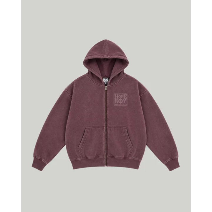 HomeBoy OLD SCHOOL Hoooded Jacket - Maroon Washed