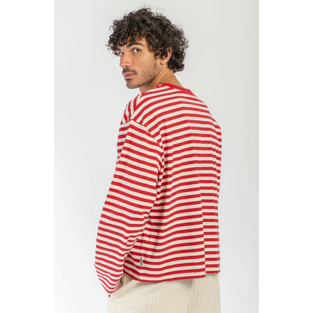 Kaotiko Stipes Apres Ski Longsleeve T-Shirt - Ivory / Burgundy