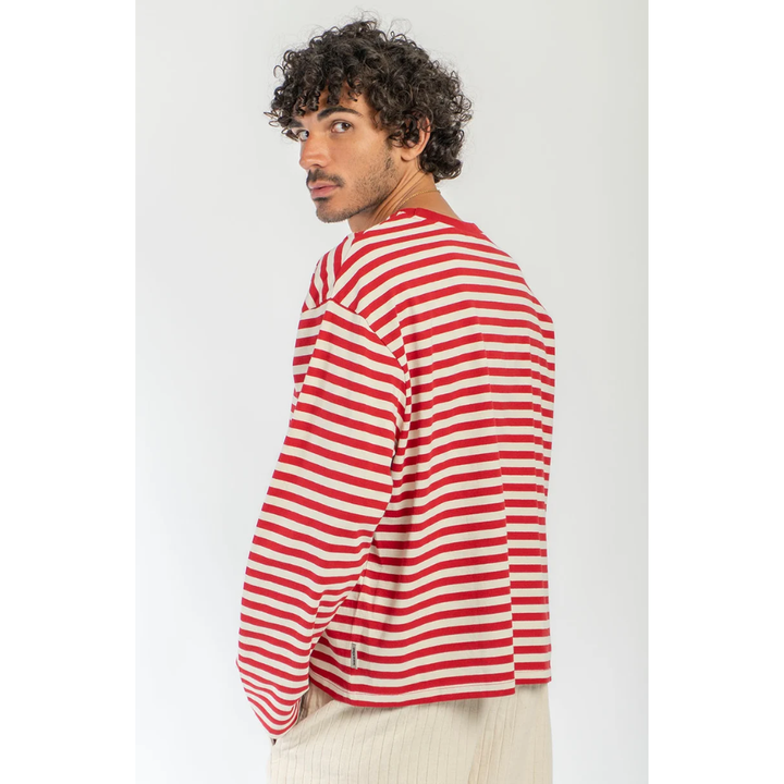 Kaotiko Stipes Apres Ski Longsleeve T-Shirt - Ivory / Burgundy