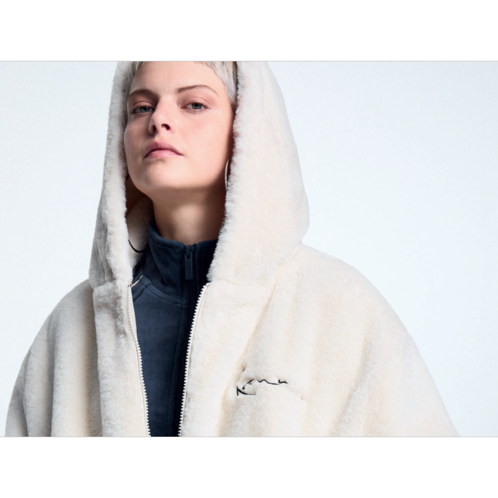 Karl Kani Faux Sig Fur Zip Jacke - Off White