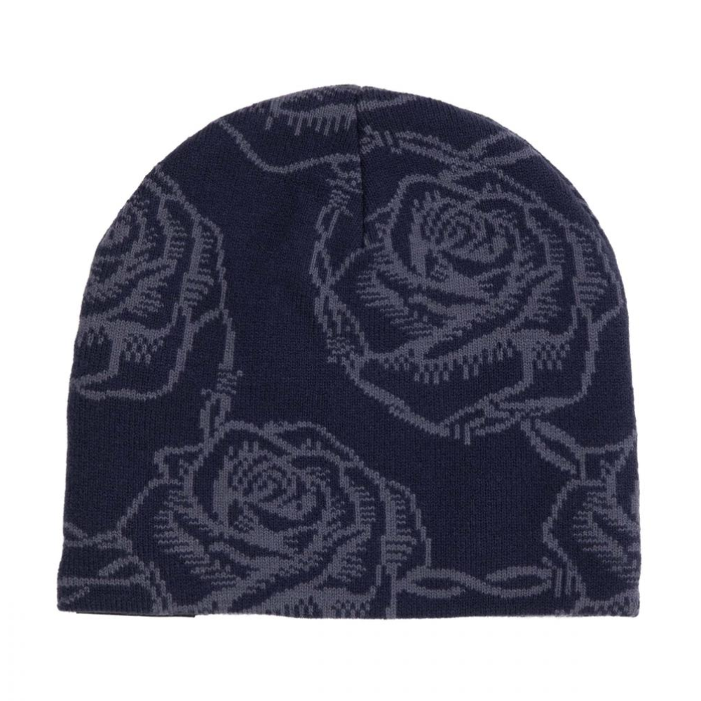Santa Cruz Skull Strip Beanie - Navy Roses