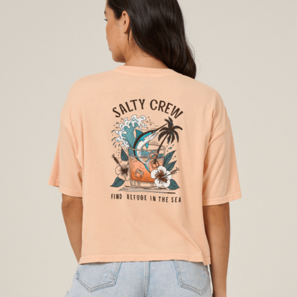 Salty Crew Mai Tai Tails Skimmer Cropped T-Shirt - Apricot