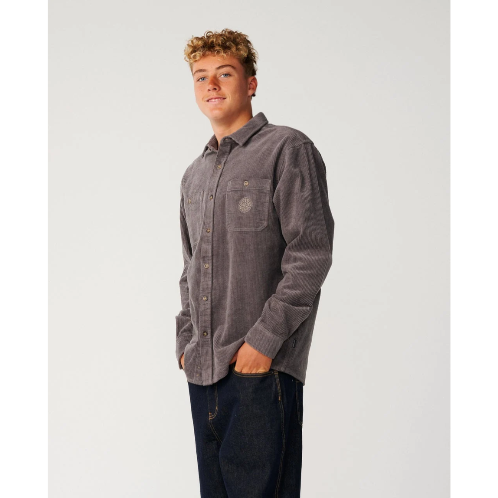 RipCurl Hemd Premium Surf Cord Langarm - Deep Mushroom