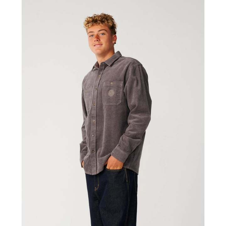 RipCurl Hemd Premium Surf Cord Langarm - Deep Mushroom