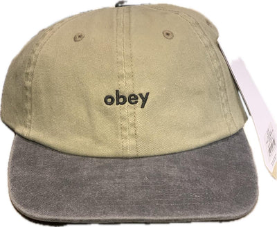 Obey Pigment 2 Tone Lowercase 6 Panel Cap - Pigment Khaki Multi