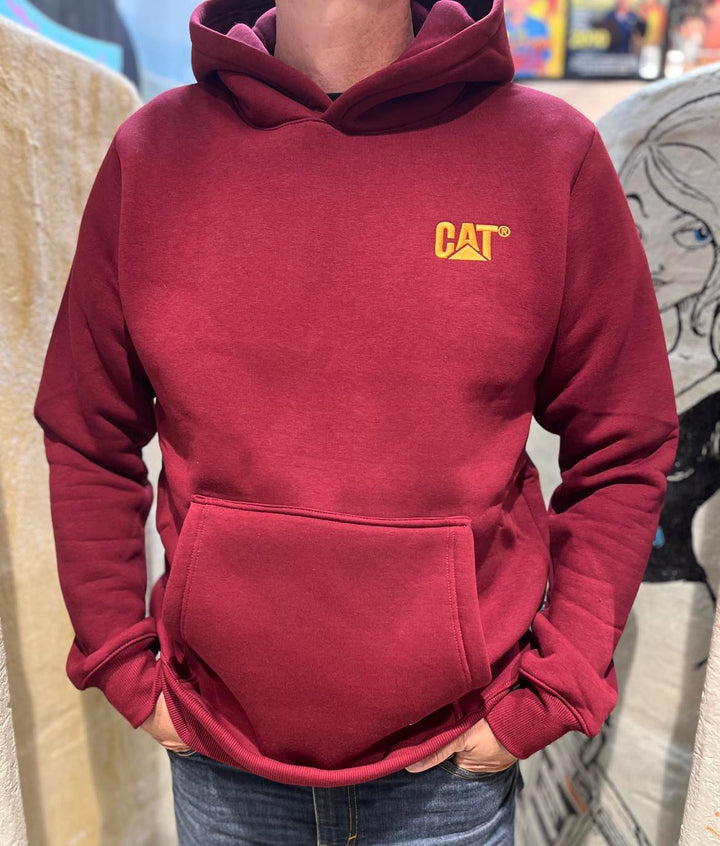 Cat Caterpillar Logo Hoodie - Marn Maroon
