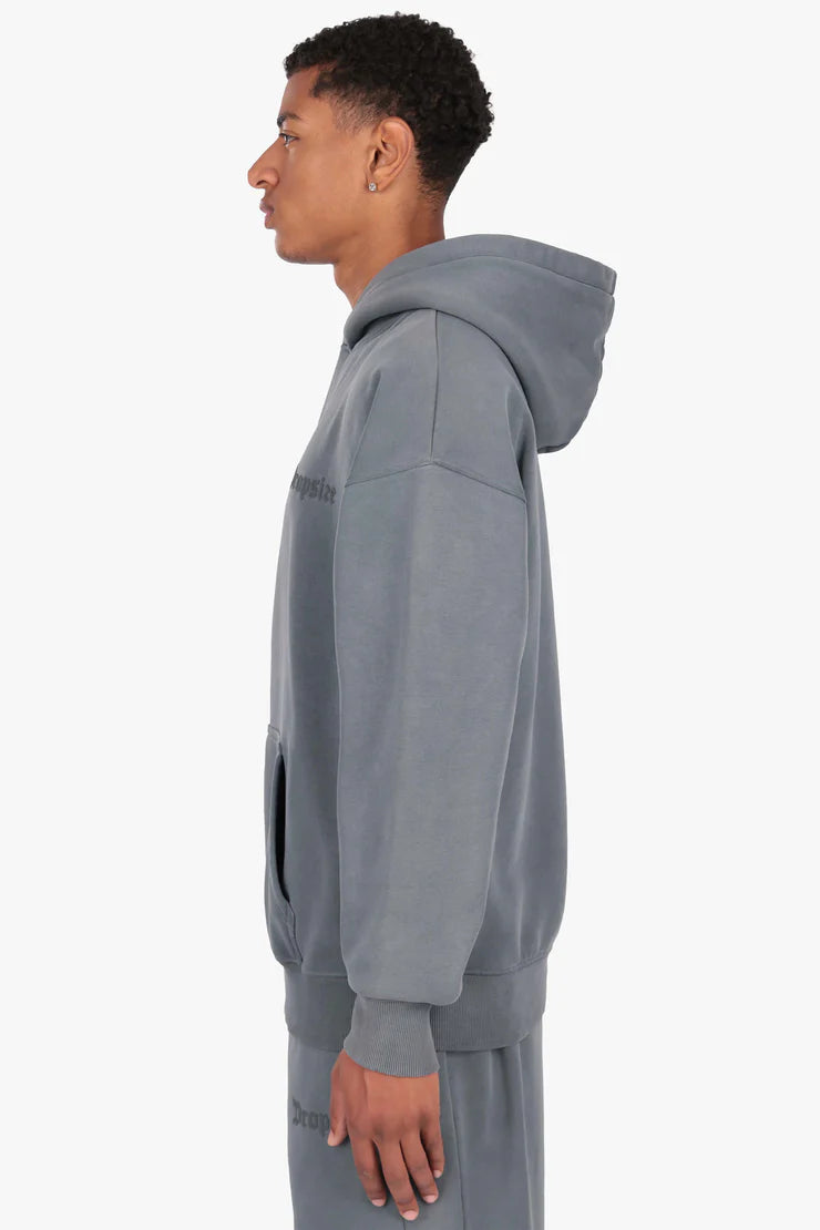 Dropsize HD-583 HEAVY OVERSIZE HD LOGO HOODIE WASHED GREY