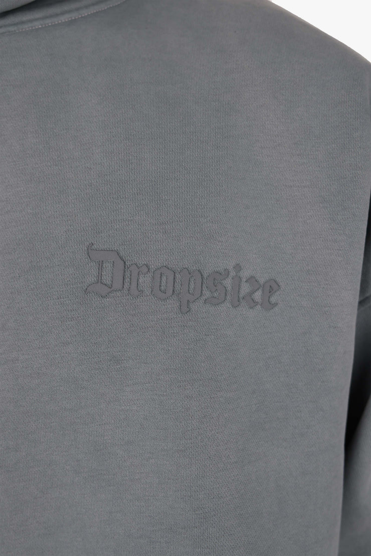 Dropsize HD-583 HEAVY OVERSIZE HD LOGO HOODIE WASHED GREY
