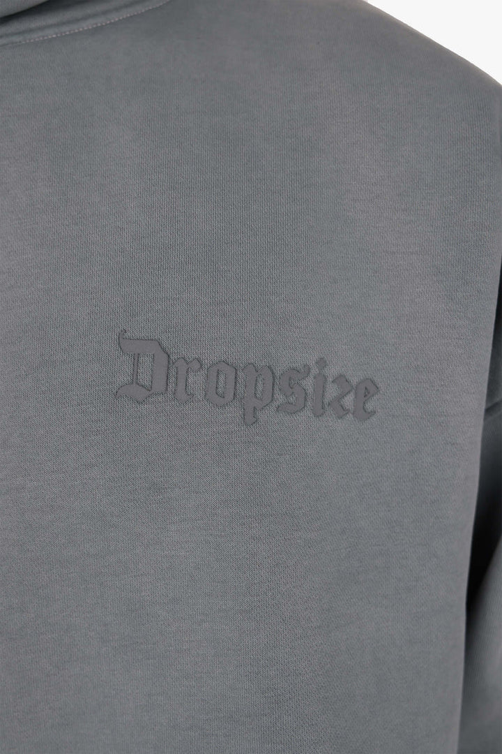 Dropsize HD-583 HEAVY OVERSIZE HD LOGO HOODIE WASHED GREY