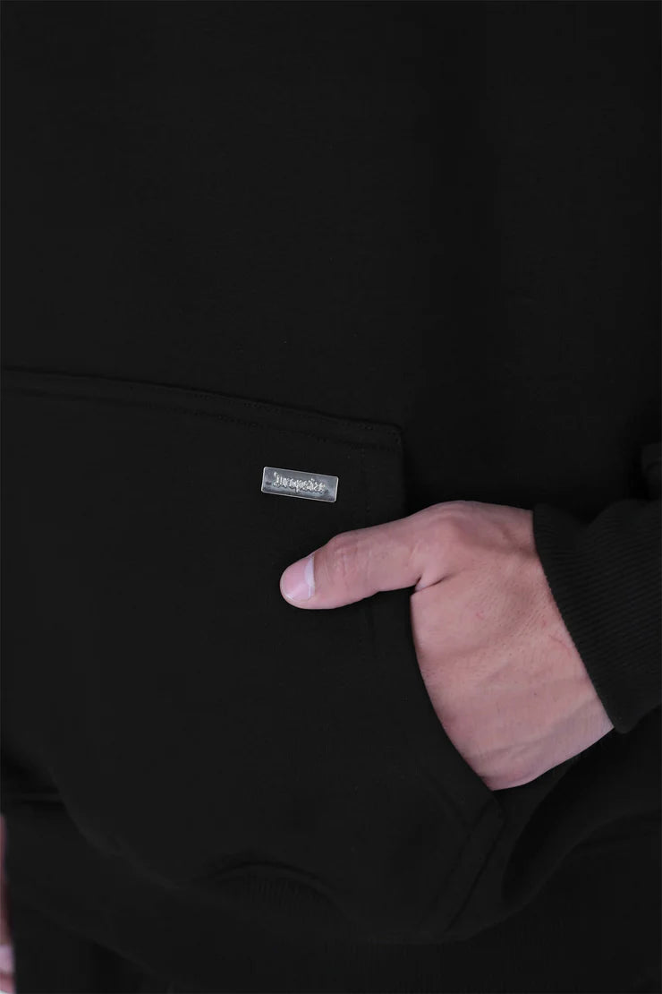 Dropsize HD-559 HEAVY OVERSIZE RHINESTONE HOODIE BLACK