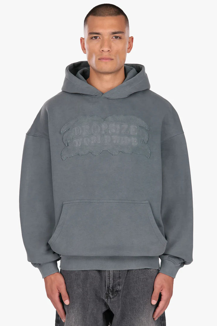 Dropsize HD-535 FRENCH TERRY APPLICATION HOODIE ACID GREY