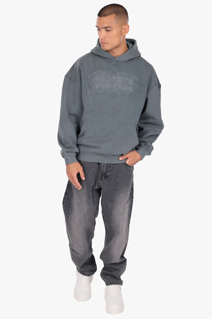 Dropsize HD-535 FRENCH TERRY APPLICATION HOODIE ACID GREY