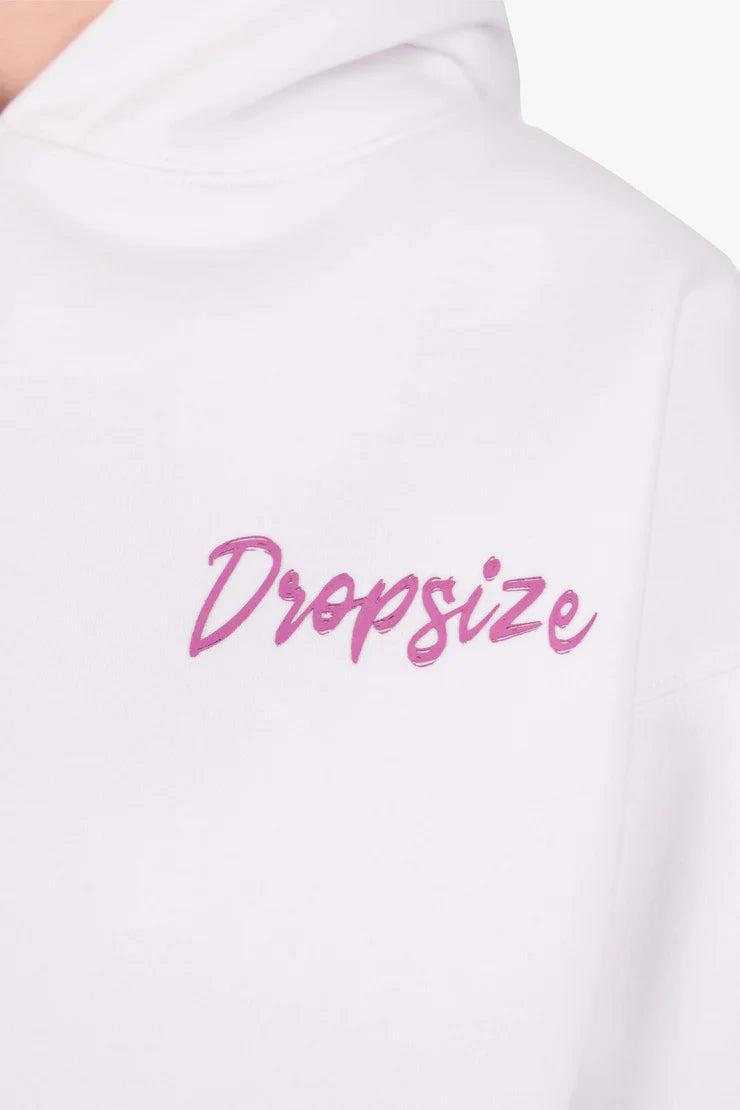 Dropsize WHD-022  PURPLE ROSE HOODIE WHITE