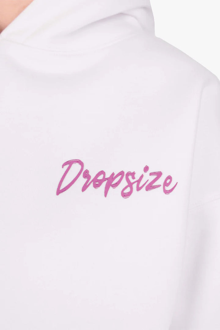 Dropsize WHD-022  PURPLE ROSE HOODIE WHITE