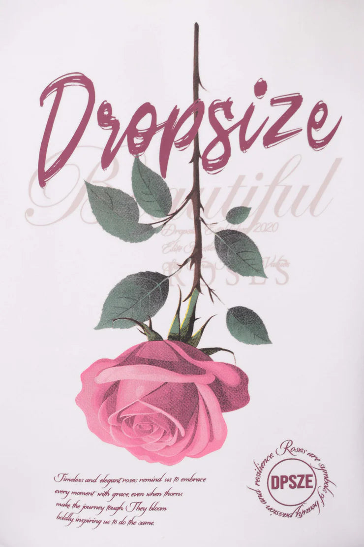 Dropsize WHD-022  PURPLE ROSE HOODIE WHITE