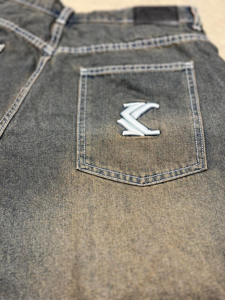 Karl Kani OG Denim Baggy Shorts Jorts - Dark Blue