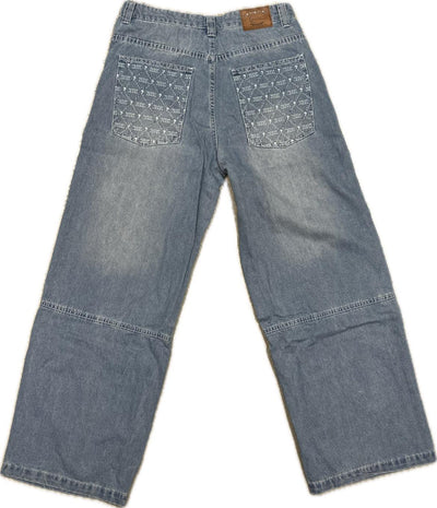 Karl Kani OG Aop Back Pocket Relaxed Denim Baggy Jeans - Medium Blue