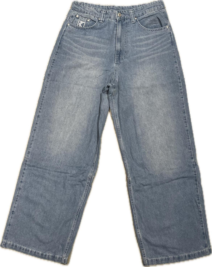 Karl Kani OG Aop Back Pocket Relaxed Denim Baggy Jeans - Medium Blue