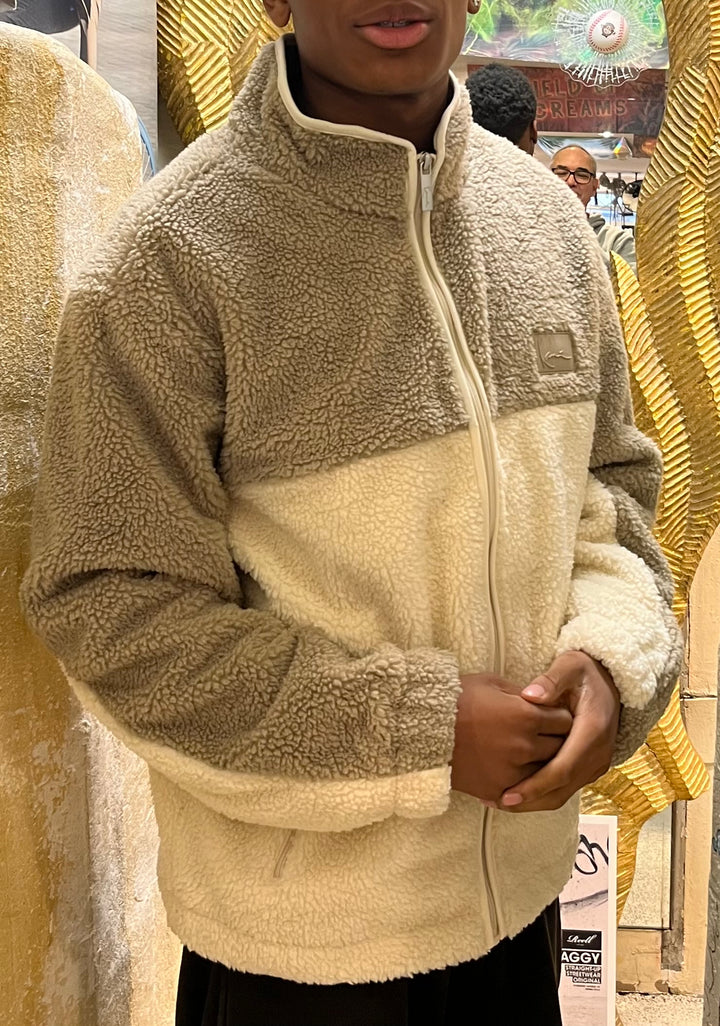 Karl Kani Signature Rubber Patch Zip Fleece Jacke - Beige