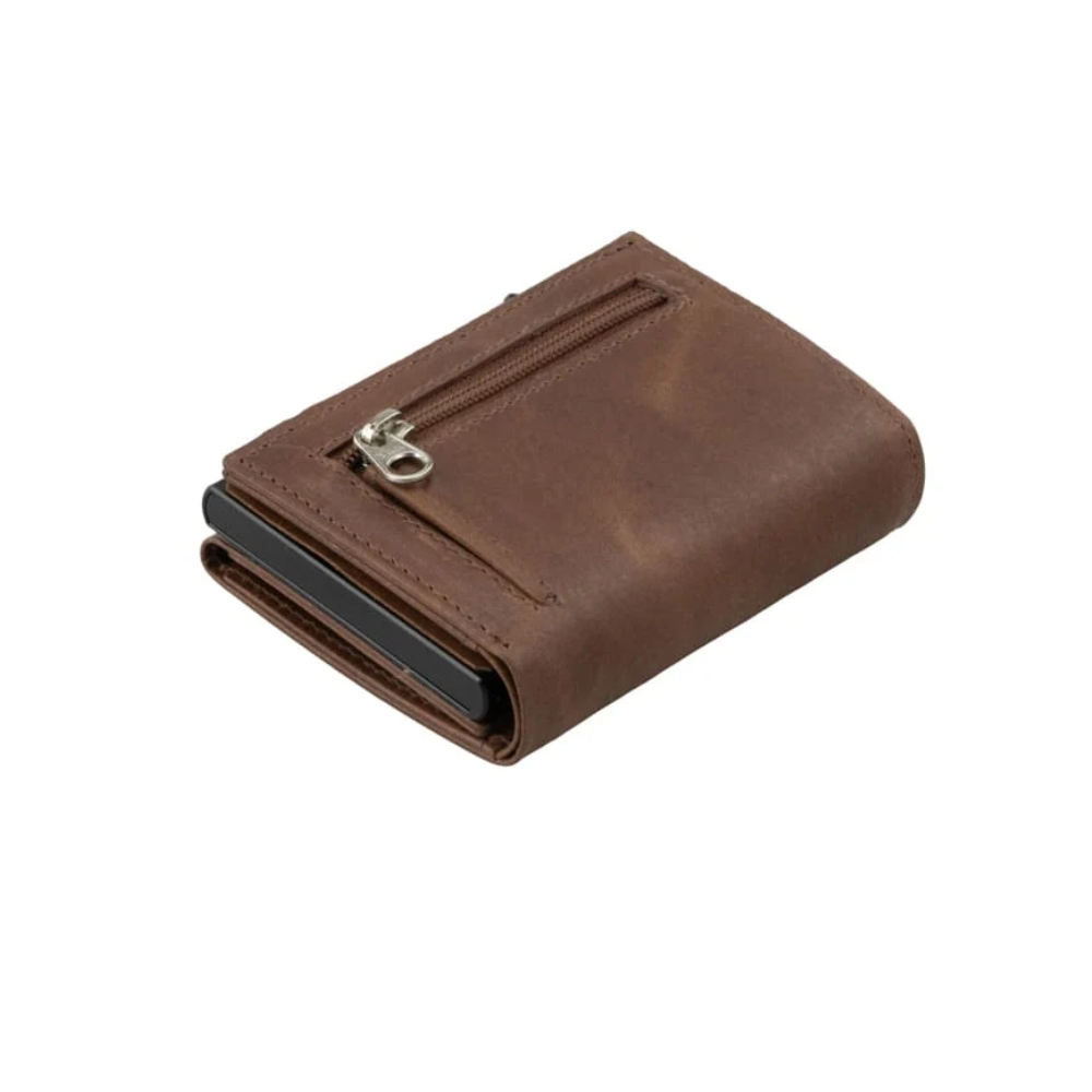 Garzini / Hunterson Metal Wallet Trifold - 12 Cards - gebürstet Braun