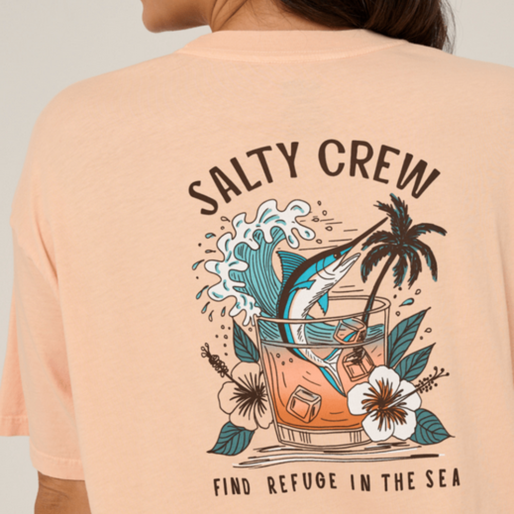 Salty Crew Mai Tai Tails Skimmer Cropped T-Shirt - Apricot