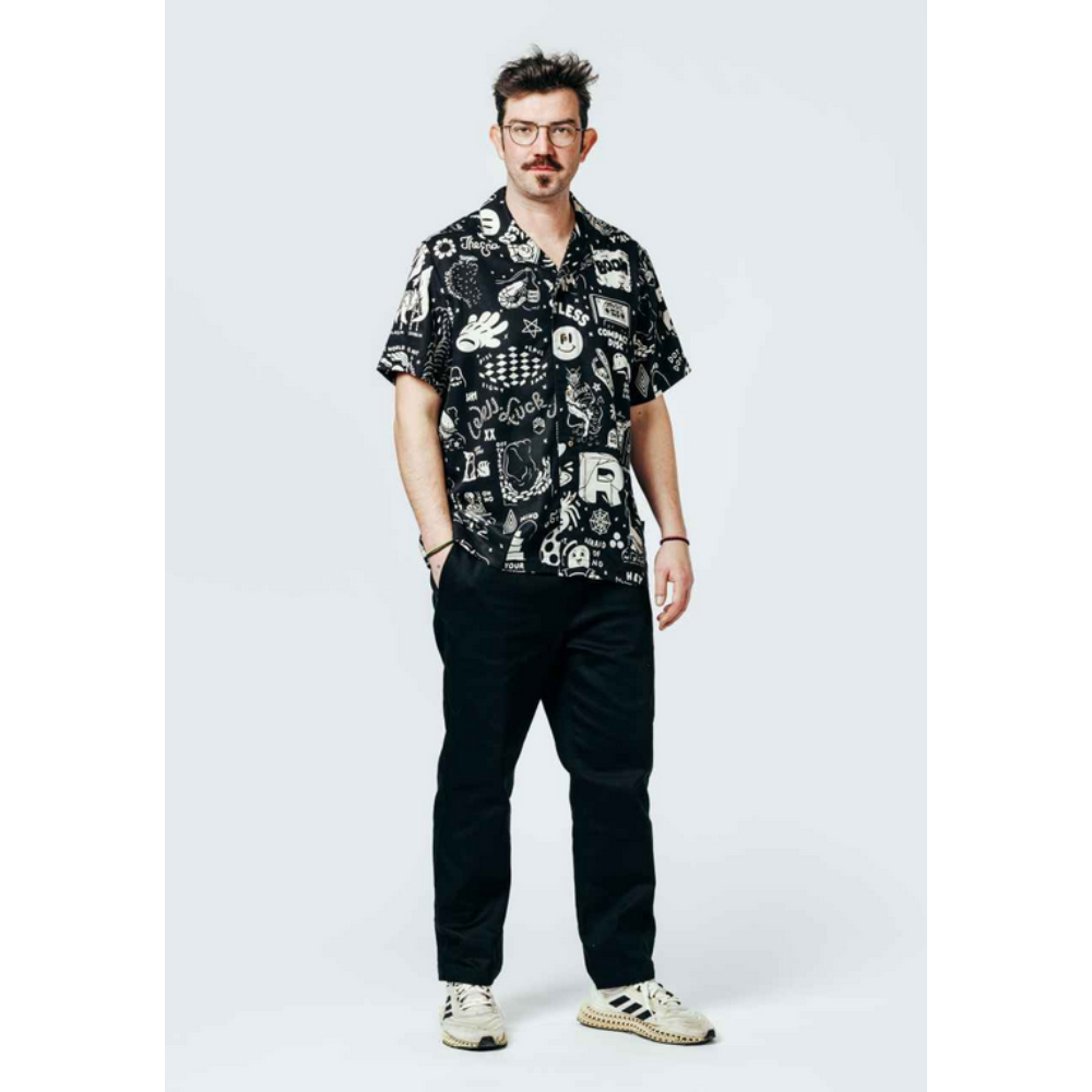 The Dudes Flashy Pattern Hawaiian Shirt Hemd - Black