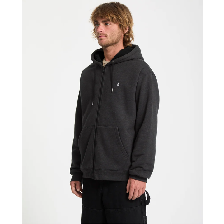 Volcom Single Lined Stone Sherpa Zip Hoodie - Heather Black