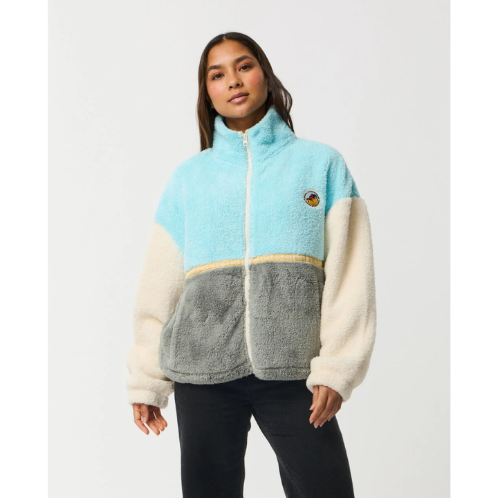 Ripcurl Surf Revival Heritage Zip Through Polar Fleece - Light Blue Bone