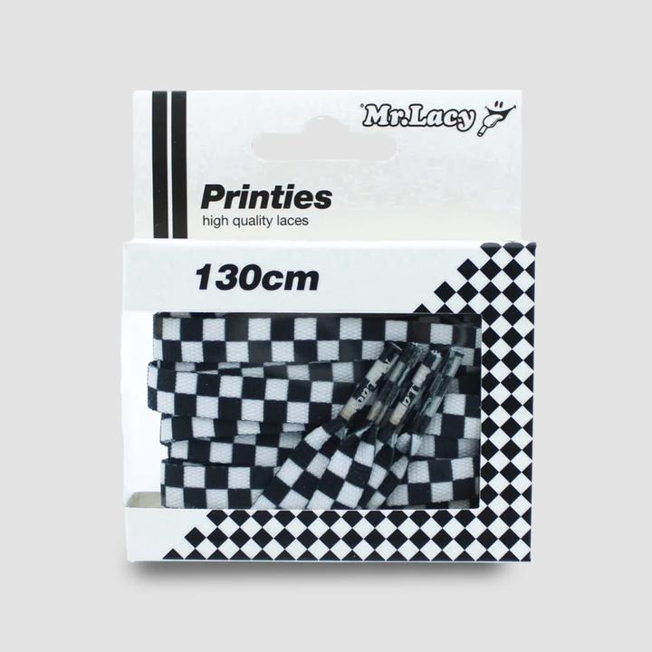Mr. Lacy Printies 130cm Laces - Chekered Black White