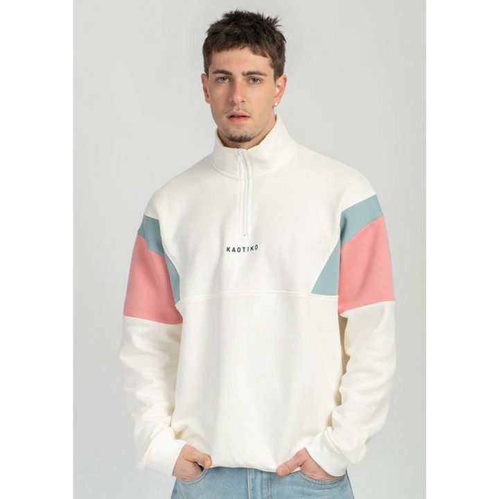 Kaotiko Crew Ivory Arthur Sweatshirt  - Ivory / Palid Blue