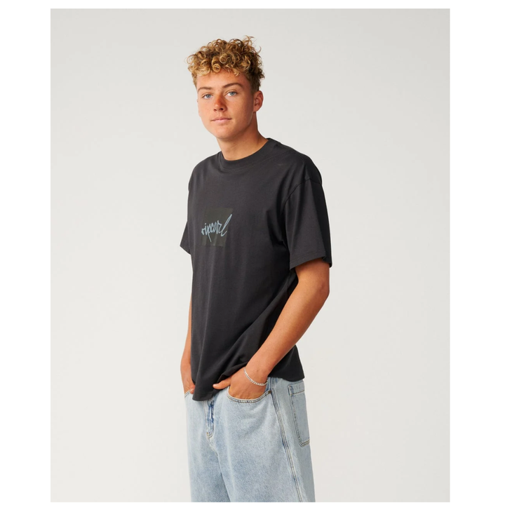 Ripcurl Script Icon Loose-Fit T-Shirt - Washed Black