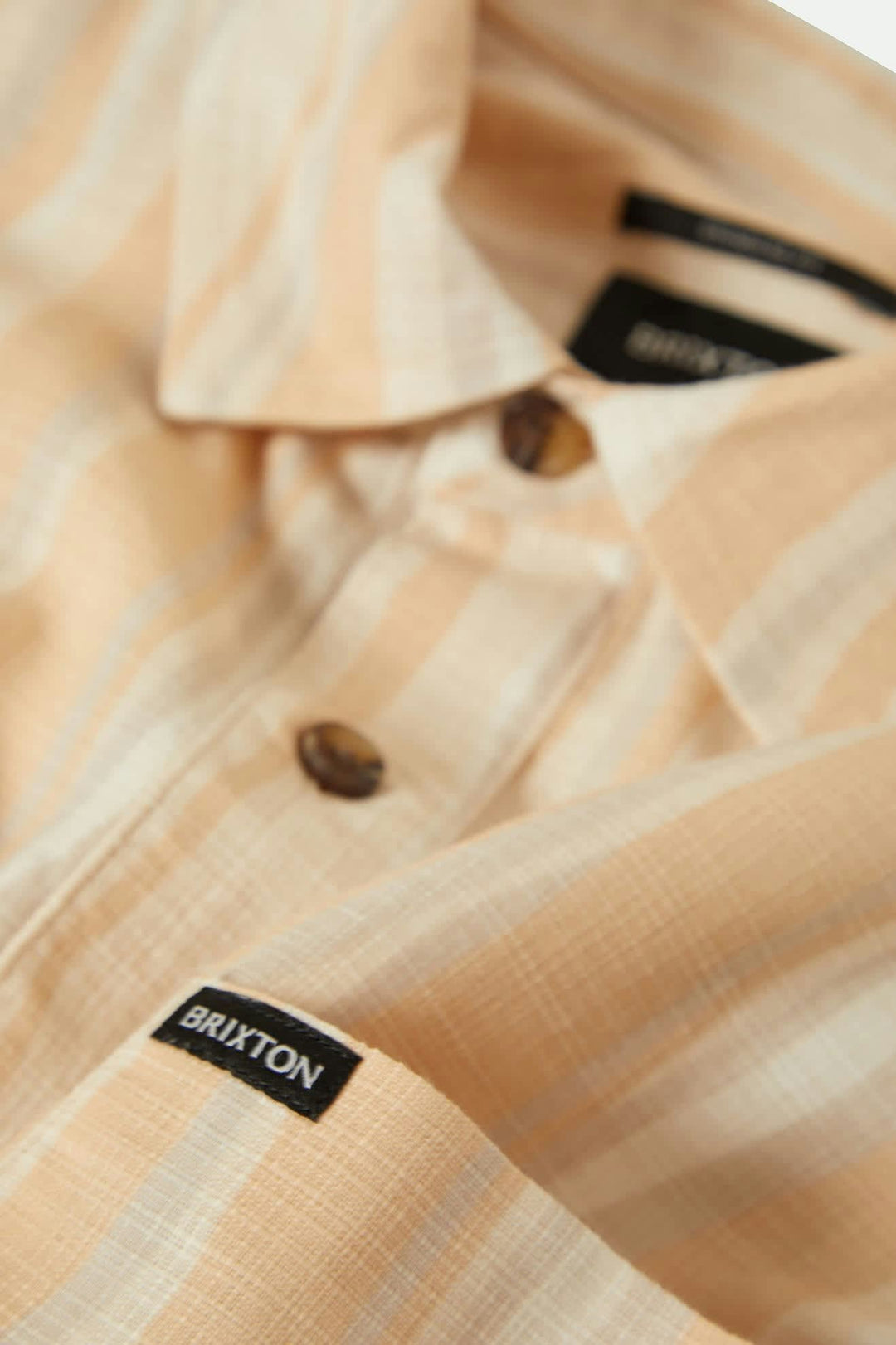 Brixton CRU Slub Relaxed S/S Kurz Arm Shirt - Haselnuss/Malerischer Streifen