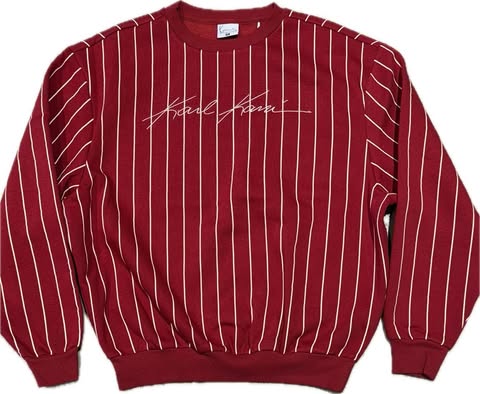 Karl Kani Autograpgh Pinstripe Crewneck Sweatshirt -  red