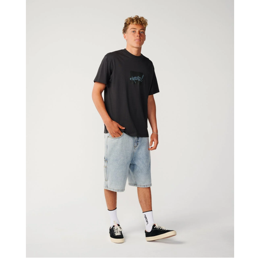 Ripcurl Script Icon Loose-Fit T-Shirt - Washed Black