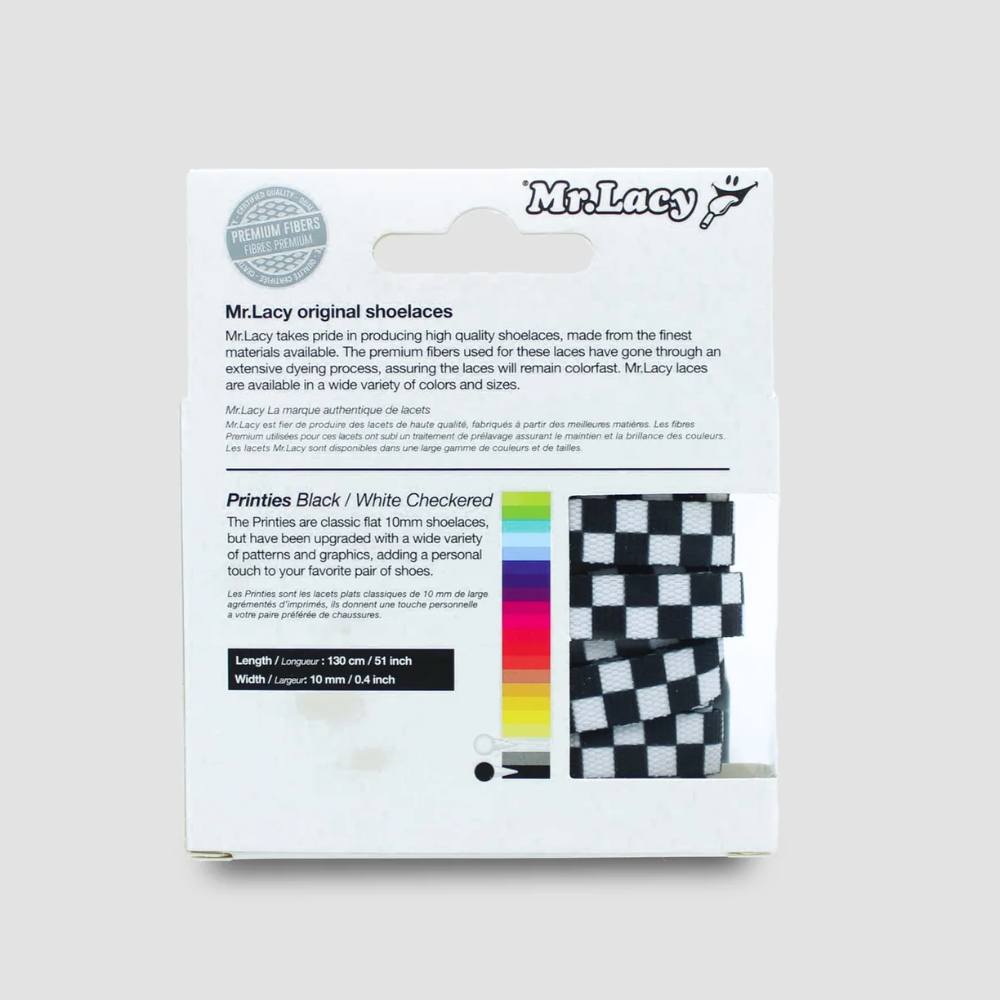 Mr. Lacy Printies 130cm Laces - Chekered Black White