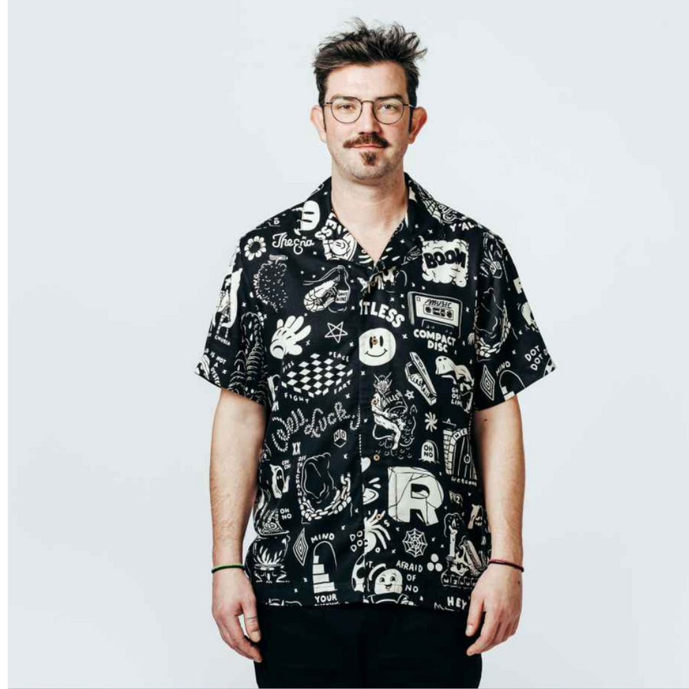 The Dudes Flashy Pattern Hawaiian Shirt Hemd - Black