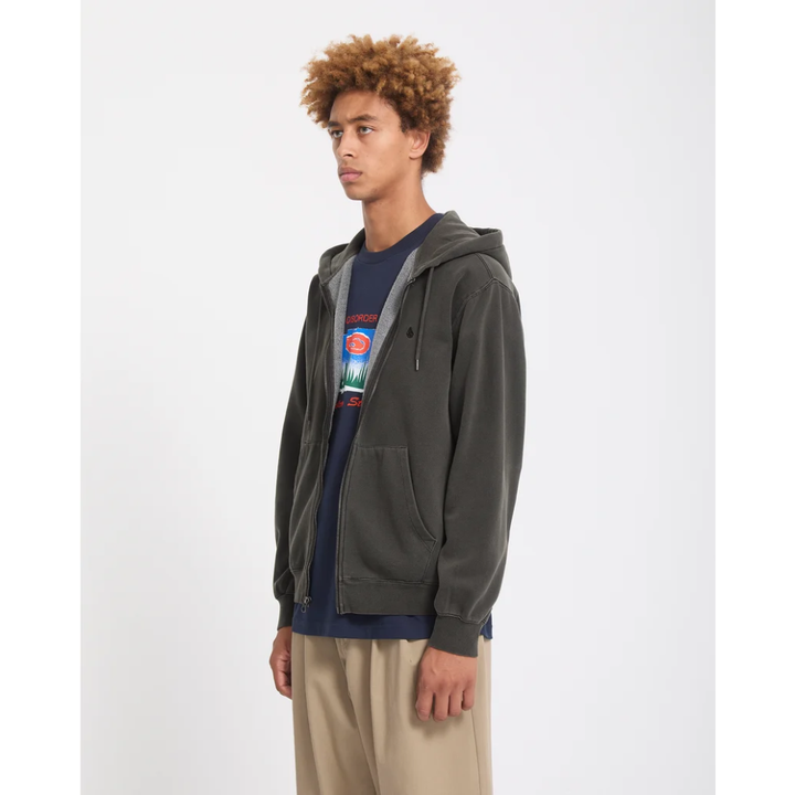 Volcom Single Stone Zip Sweatshirt - Rinsed Black RIB