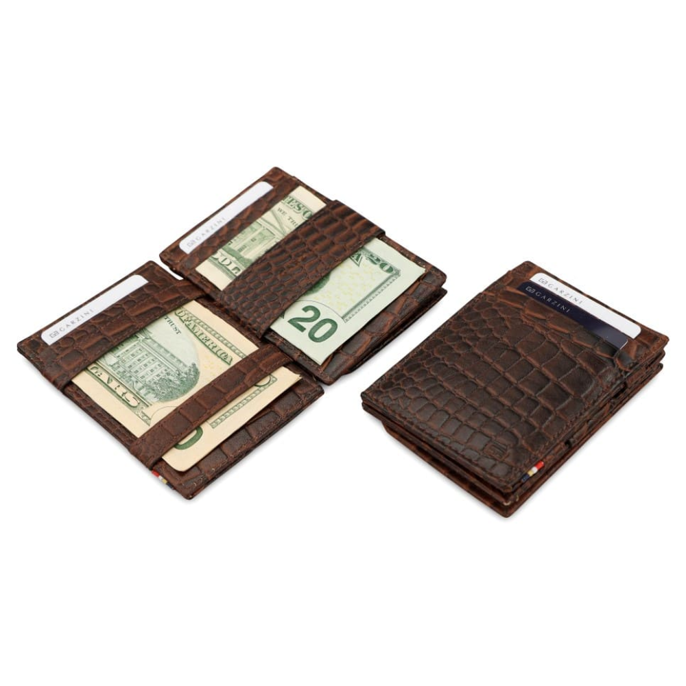 Garzini / Hunterson Essenzial Coin Magic Wallet 7 Cards - Croco Brown