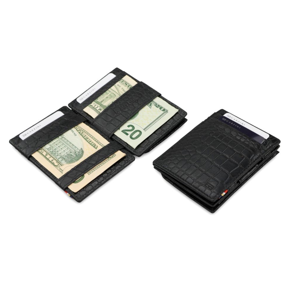 Garzini / Hunterson Essenzial Coin Magic Wallet 7 Cards - Croco Black