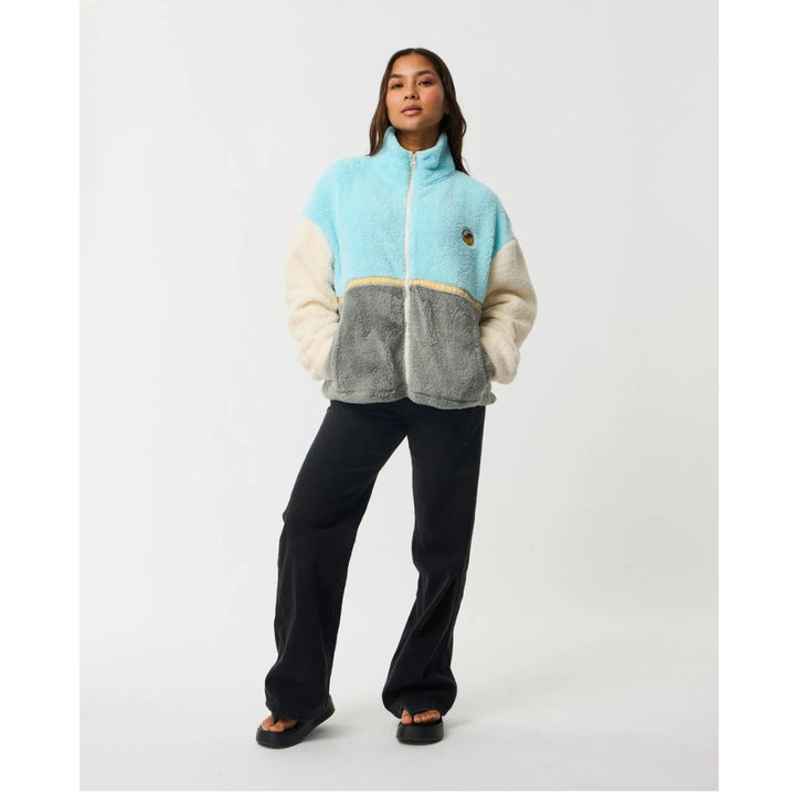 Ripcurl Surf Revival Heritage Zip Through Polar Fleece - Light Blue Bone