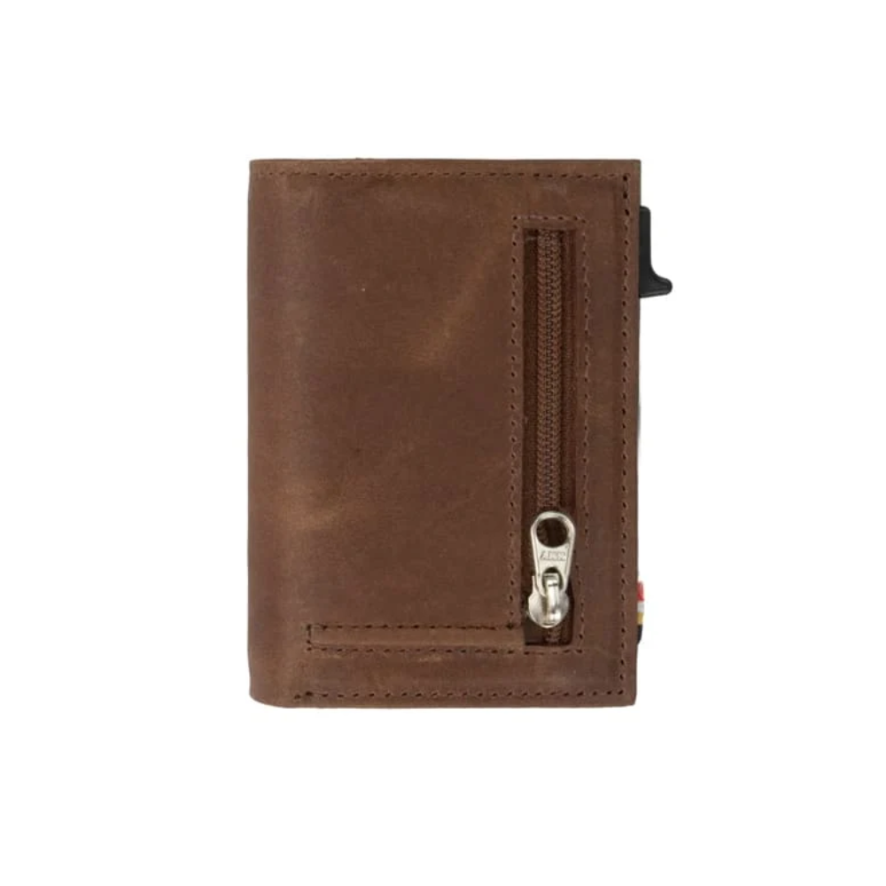 Garzini / Hunterson Metal Wallet Trifold - 12 Cards - gebürstet Braun