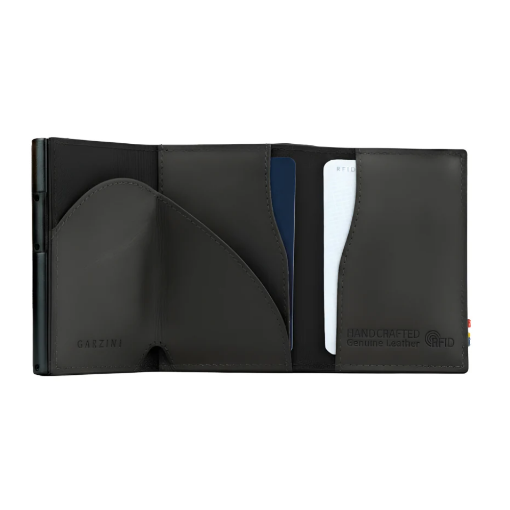 Garzini / Hunterson Metal Wallet Slim Trifold - 10 Cards - gebürstet Black