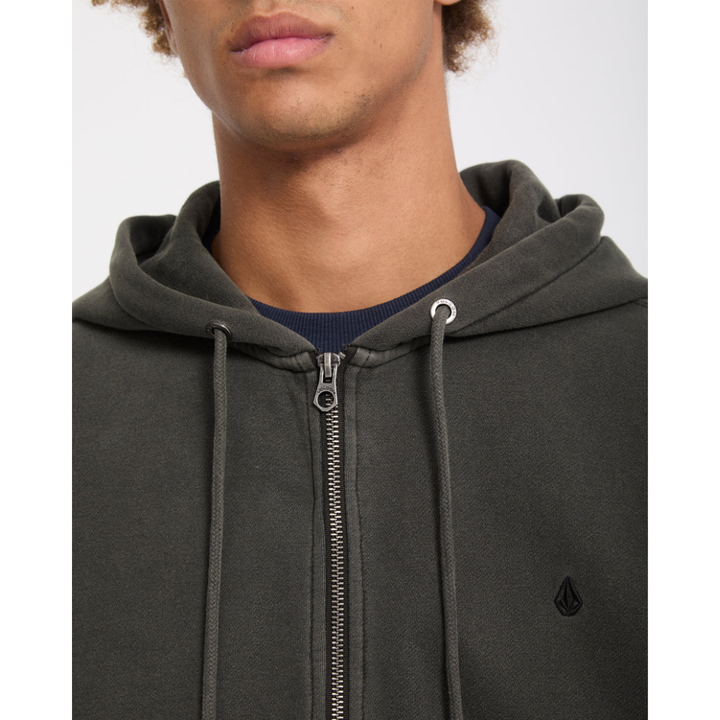 Volcom Single Stone Zip Sweatshirt - Rinsed Black RIB