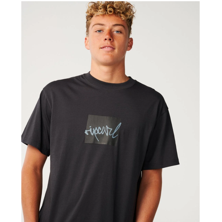Ripcurl Script Icon Loose-Fit T-Shirt - Washed Black