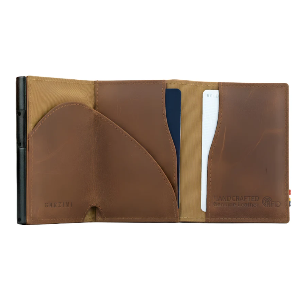Garzini / Hunterson Metal Wallet Slim Trifold - 10 Cards - gebürstet Brown